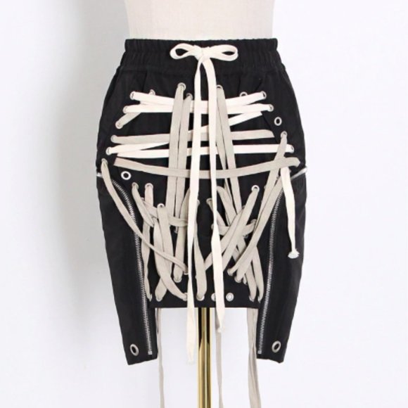 Dresses & Skirts - *One Left* Black Lace Up Streetwear Skirt
